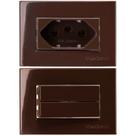 Tomada Embutir Móvel Mdf Madeira 3 Pinos 10a Marrom + Interruptor Duplo Sleek Tomada Embutir Móvel Mdf Madeira 3 Pinos 10a Marrom + Interruptor Duplo Sleek