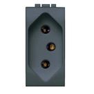 Tomada Living Light 2 Pólos+Terra 10a Anthracite - Bticino