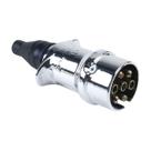 Tomada Macho Engate Reboque 6 Polos Aluminio Cromada Carro Carretinha 12v