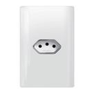 Tomada Novara Branco E Cromado Horizontal 10A 4x2 Com Placa Dicompel Tomada Novara Branco E Cromado Horizontal 10A 4x2 Com Placa Dicompel
