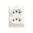 Tomada retangular sobrepor dupla 2p+t 20a 250v branco pezzi