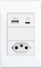 Tomada Simples Branca Flex 10A 20A Com USB