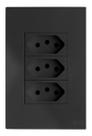 Tomada Tripla 10a 4x2 Grafite Fosco Recta Satin Blux