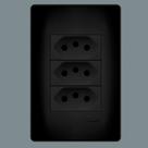 Tomada Tripla 2P+T 20A Fame Placa 4X2 Habitat Black Preto
