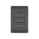 Tomada Tripla 4x2 2p+t 10a Preto Fosco Habitat Black Fame