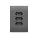 Tomada Tripla Fame Habitat Onix 2P+T 20A com Placa 4x2