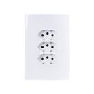 Tomada Tripla MarGirius Sleek 2P+T 10A com Placa 4x2 Branca Tomada Tripla MarGirius Sleek 2P+T 10A com Placa 4x2 Branca