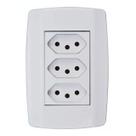 Tomada Tripla Monobloco 10A 250V Branco Slim - Ilumi