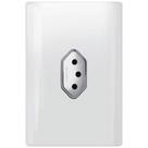 Tomada Universal Vertical 2P+T 10A com Placa 4x2 Branca e Cromada - DC 1200/12 - NOVARA Tomada Universal Vertical 2P+T 10A com Placa 4x2 Branca e Cromada - DC 1200/12 - NOVARA