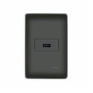 Tomada Usb Fame Habitat Black 15w Com Placa 4x2 Preta