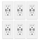 Tomadas de parede ELEGRP de 3 portas USB-C 15A com USB Matte White, pacote com 6