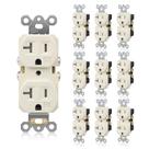Tomadas elétricas de parede TOPELER, pacote de 10, 20A, 125V, Light Almond