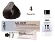 Tonalizante Dia Color 4 Castanho + Emulsão Reveladora 15v L'Oréal Professionnel