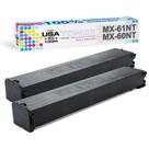 Toner MADE IN USA TONER MX-61NT preto, pacote com 2 Toner MADE IN USA TONER MX-61NT preto, pacote com 2