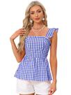Top Allegra K Gingham Peplum para mulheres de verão sem mangas XS Top Allegra K Gingham Peplum para mulheres de verão sem mangas XS