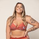 Top Biquíni Meia Taça Borboleta Estampado