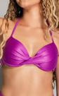 Top biquíni meia taça transpassado com bojo e aro Roxo cirré.