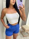 Top branco feminino com alça em corrente dourada, veste tamanho p e m