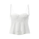 Top Bustiê Assimétrico Feminino Com Decote Em Coração, Alças Amarradas, Zíper Lateral, Camiseta Sexy