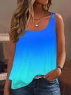 Top Cami Sem Mangas Com Recortes Ombre plus Size, Casual De Verão Para Mulheres