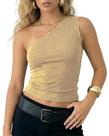 Top Cioatin Shimmer One Shoulder Crop para mulher dourada