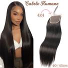 Top Closure Fibra 45cm Liso 4x4 Cabelo Humano