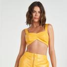 Top Colcci Cropped Tecido Sintético Amarelo Tofu