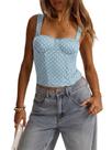 Top Corset Bustier, bolinhas, sem mangas, SOLY HUX, azul, feminino