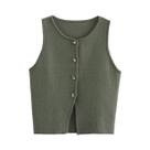 Top Cropped Branco De Tricô Para Mulheres, Camiseta Curta Com Botões, Moda De Verão, Vestido