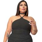 Top cropped brilho paete amarração no pescoço lantejoulas com forro interno cor de pele bege tamanho unico veste 44 a 48