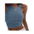 Top Cropped Canelado Branco Sem Alças Para Mulheres, Colete Curto Casual De Verão Para Fitness,