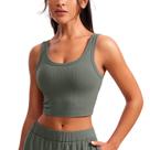 Top Cropped CRZ YOGA Canelado com Bojo Cinza Sálvia P