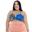 Top Cropped de alças finas com bojo e amarração cruzada nas costas duna liso plus size 44 46 48 50 - G GG