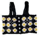 Top Cropped De Crochê Margarida Feito a Mão Azul Tendência das Blogueiras