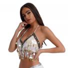Top Cropped Decote De Paetê Carnaval Alcinha Festa Brilho