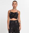 Top Cropped Em Paetê Endless Preto Top Cropped Em Paetê Endless Preto