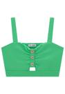 Top Cropped em Viscose Linho Verde Vic&Vicky Top Cropped em Viscose Linho Verde Vic&Vicky
