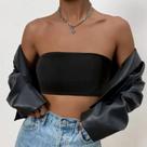Top Cropped Esportivo Feminino De Cor Sólida, Semitransparente, Para Yoga E Atividades Físicas