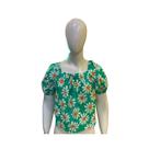 Top Cropped Fábula Floreando Verde Inverno