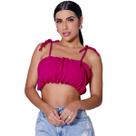 Top cropped faixa bufante com bojo e alças de amarração ou sem alças duna pipoca forrado tamanho unico slim veste 38 40 42