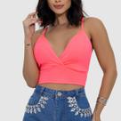 Top Cropped Feminino Alcinha Decotado Suplex Fitness Verão