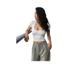 Top Cropped Feminino Cintura Alta - U-Pescoço, Manga Curta, Casual e Emagrecedor Top Cropped Feminino Cintura Alta - U-Pescoço, Manga Curta, Casual e Emagrecedor