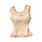 Top Cropped Feminino Com Patchwork De Renda Branca, Decote Em U, Malha Elástica, Estilo Coreano,