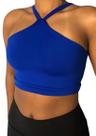 Top Cropped Feminino Cruzado Frente Única Costa Nua Academia Treino