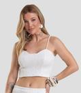 Top Cropped Feminino De Alça Texturizada Dianna Bege Top Cropped Feminino De Alça Texturizada Dianna Bege