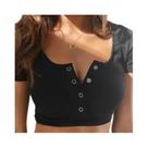 Top Cropped Feminino De Manga Curta, Elegante, Liso, Básico, Para Festas, Justo Ao Corpo, Elástico.