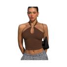 Top Cropped Feminino Halter Sem Costas Com Bandagem, Moda Casual De Verão Para Rua E Férias