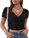 Top Cropped Feminino Justo Manga Curta G cor preto