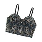 Top Cropped Feminino Luxuoso Com Bordado De Cobra Em Tule, Estilo Y2K, Push Up, Bustiê De Verão De Top Cropped Feminino Luxuoso Com Bordado De Cobra Em Tule, Estilo Y2K, Push Up, Bustiê De Verão De