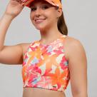 Top Cropped Feminino Piscina Praia Fitness Com Bojo Estampado Digital UV50+